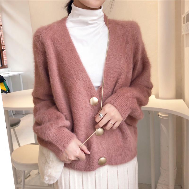 Women's Imitation Mink Fur Coat for Spring, Autumn and Winter Temperament Commuting Short Loose Korean-Style Knit Cardigan