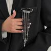 Black Red Crystal Beads Brooches Handmade Bead Fixed Needle Long Tassel Brooch Multi-layer Chain Lapel Pin Suit Accessories