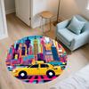 Architecture pattern round rug,Carpet Rug for Living Room Bedroom Playroom ,Non-slip Floor Mat,Holiday Gifts and Birthday Gifts.