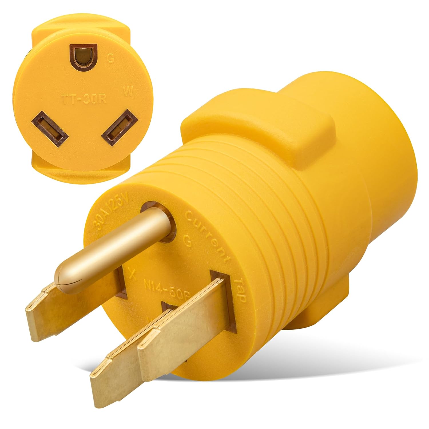 MECMO 50 Amp To 30 Amp RV Adapter, NEMA 14-50P To NEMA TT-30R 50A Male To 30A Female RV Plug Adaptor Connector, 4 Prong RV Power To 3 Prong