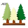 Festive Table Sign Wooden Christmas Tree Sign, 3 Colors Pine with Seasonal Base, Rustic Xmas Desktop Decoration for Holiday Party Ornament