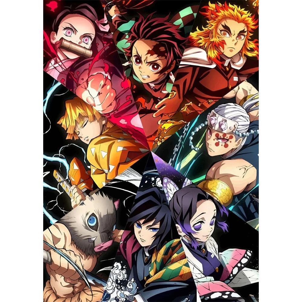 Demon Slayer Diamond Painting Ful Square Round Drills Anime Rick Mosaic Picture DIY Art Home Decoration 5D New