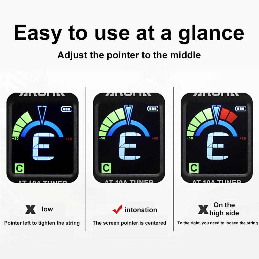 Digital Electronic Tuner Foldable Rotatable Acoustic Guitar Tuner Rechargeable for Acoustic/Electric Guitar Ukulele Violin Bass