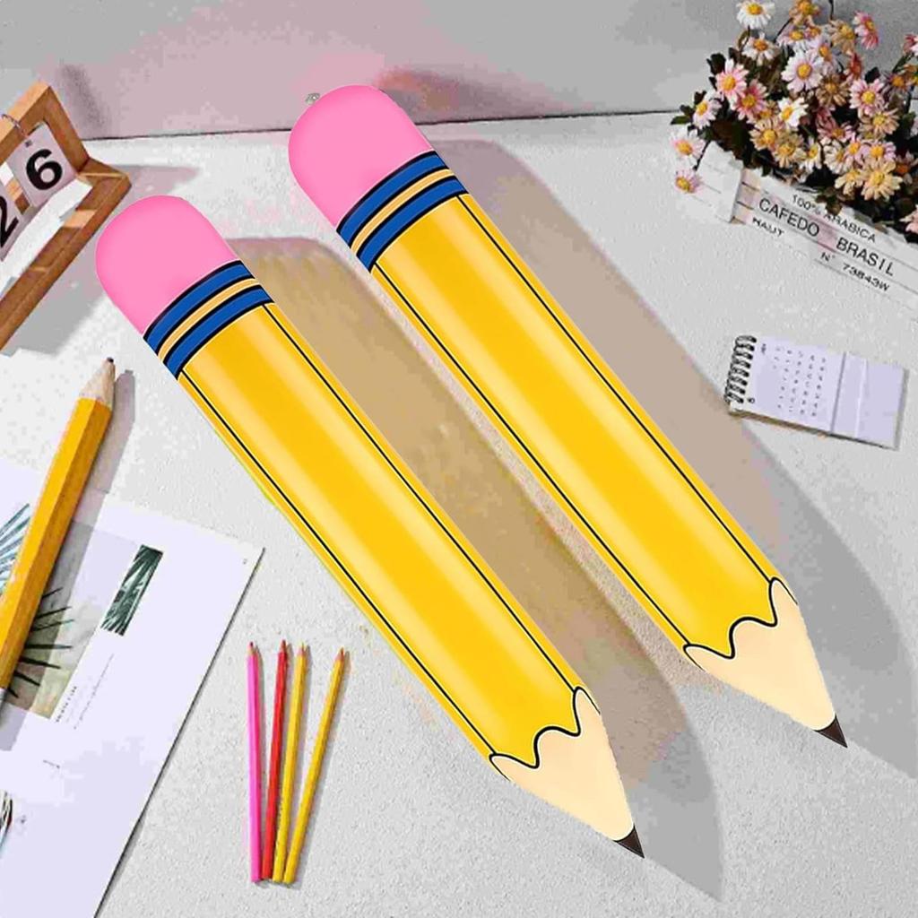 6 Pieces 27in Pencil Balloons Giant Pencil Blow Up Balloons PVC Large Photo Props For Back To School Kindergarten Preschool