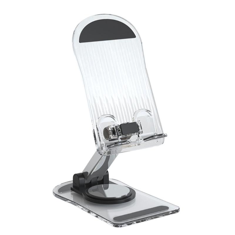 360 Degree Rotating Cellphone Holder Universal for Phone Tablet Table Support Stand Clear Acrylic Folding Holder Stand чёрный
