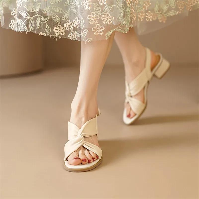 Fashion New Summer Shoes Round Toe Sandals Chunky Heel Shoes for Women Handmade Women Sandals Zapatos De Mujer Open Toe Gladiator Shoes