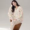 Cute girly pajamas imitation cotton cartoon sweet lace long sleeve comfortable loungewear suit