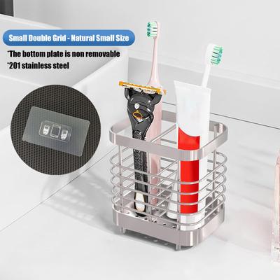Stainless Steel Toothbrush Holder Metal Bathroom Accessories Supplies For Toothpaste Makeup Brush Storage Rack Home Decoration