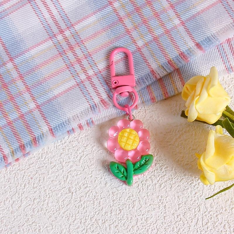 Colorful Resin Flower Keychain Charming Resin Flower Keychain with Tulips Designs for Bag Hanging Decoration