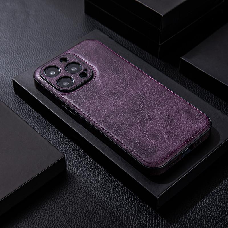 High-Grade Leather Case for iPhone 12-15 Pro Max - Premium Feel, Drop-Proof Design, Leather Grain Finish