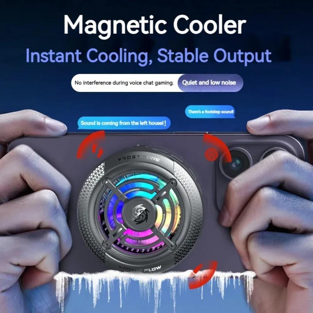 2IN1 Magnetic Clip Semiconductor Phone Cooler RGB Ambient Light Portable Game Cooling Fan for iPhone 17 Samsung S25 Xiaomi