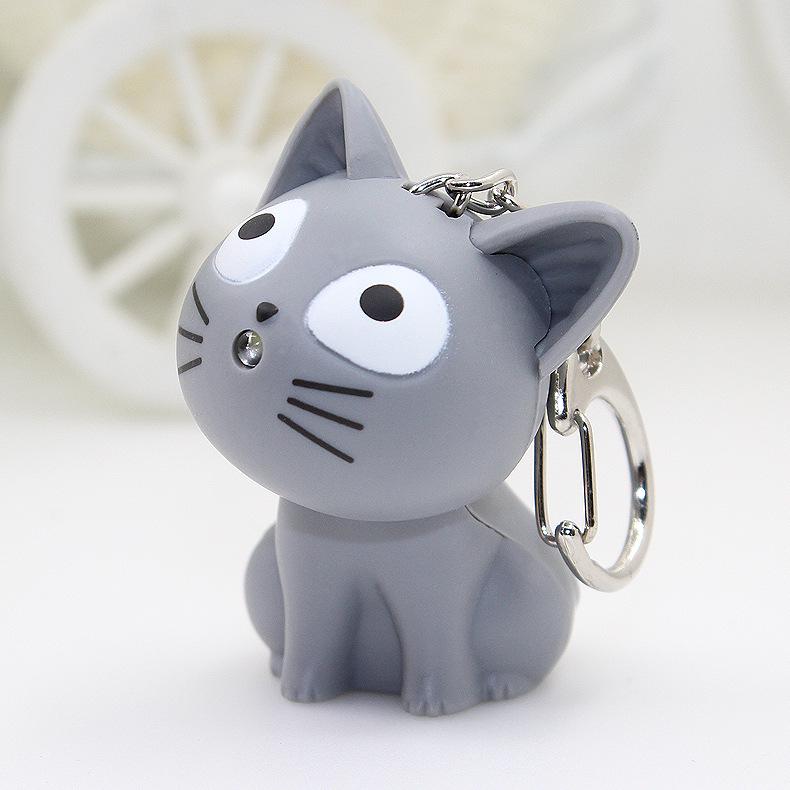 

Мультяшный светодиодный брелок-шарм в виде кота с сыром в подарок Round Keyring, Non-painted серый
