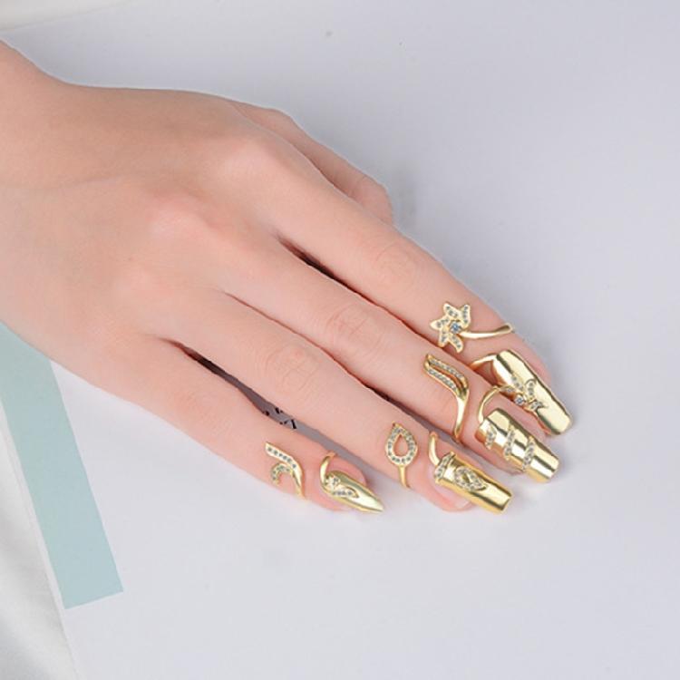 Pack Of 4 Versatile Open Ended Knuckles Rings Rhinestones Nail Rings Fingernail Accessories for Fashion Enthusiasts