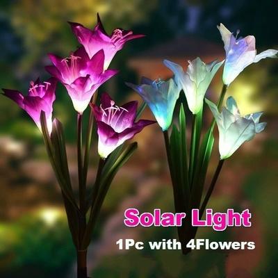 Venkovní solární svítidla Lily Flower Garden sázková světla Bílá / vícebarevná měnící se LED