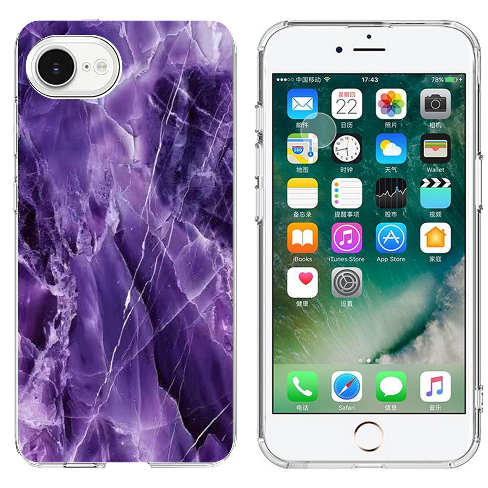 

Для iPhone SE (2022)/(2020)/8/7 Чехол с принтом под мрамор, мягкий ТПУ чехол для телефона Purple