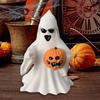 Halloween Cute Ghosts Holding a Pumpkin Figurines Tabletop Spooky Ghost Ornaments Halloween Decorations For Shelf Mantel