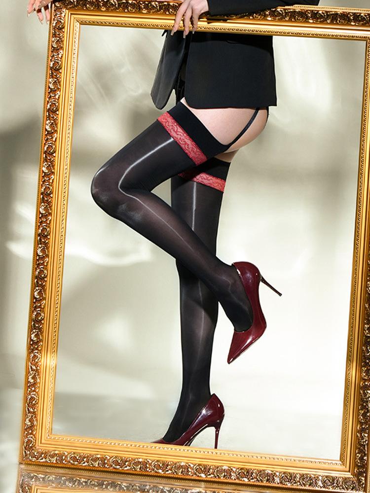 

Sexy Females Lace 8D 912Pin Elastic Pantyhose Sparkling Glossy Stocking Sexy Sheer See Through Bandage Hollow Out Garters Stockings One Size