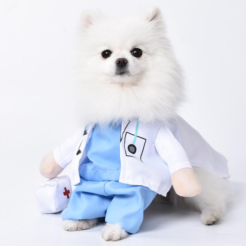 Halloween funny pet costume, doctor standing costume, pet transformation costume dog cat funny upright