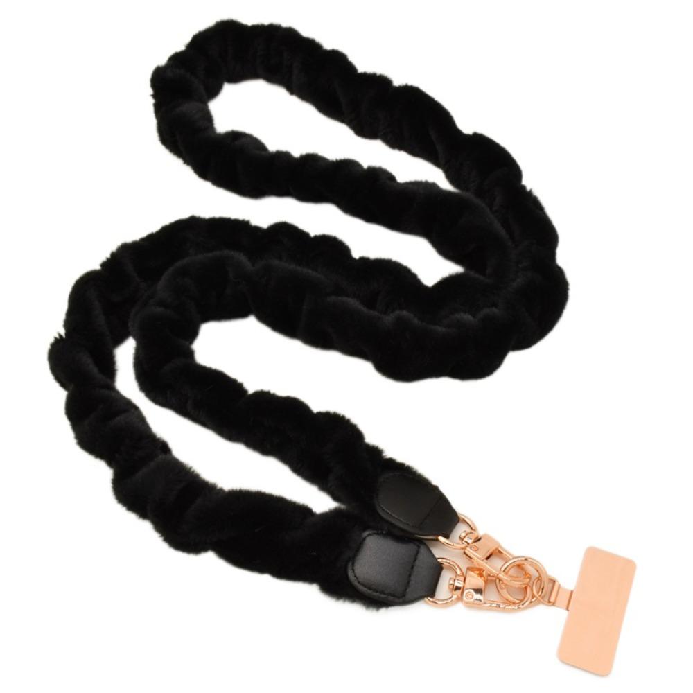 Neck Hanging Mobile Phone Lanyard Plush Rope Mobile Phone Chain  Travel Outdoor чёрный