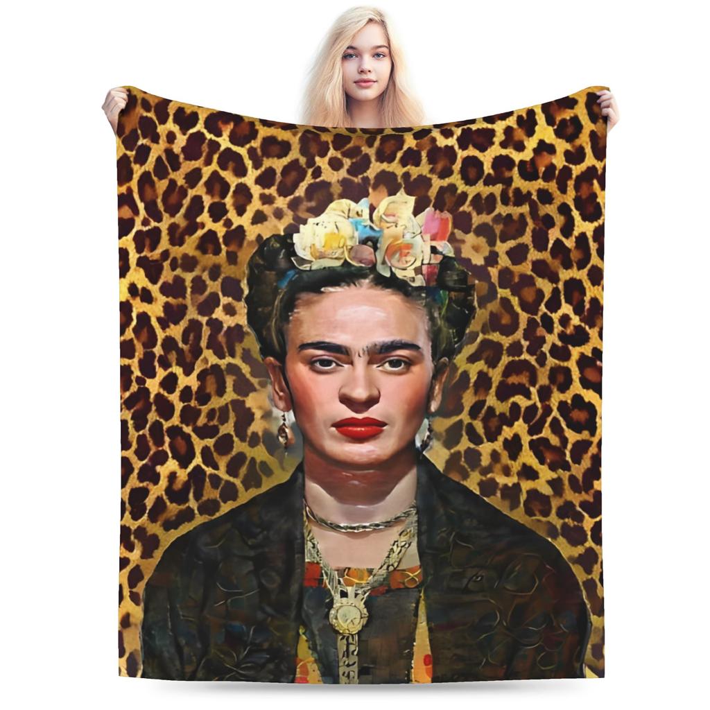 Fridaes Kahloes Merch Deky Měkký Korálový Fleece Plyšový Přehoz Pohodlná Přikrývka