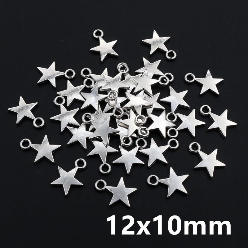 

100 шт. Маленькие подвески-звездочки, Цвет античного серебра, Сплав металла, Аксессуары для изготовления ювелирных изделий DIY, для сережек, браслета, ожерелья