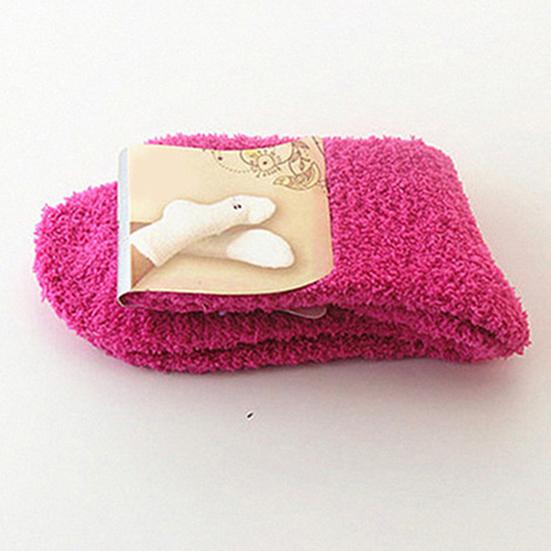 Mulheres menina inverno quente engrossar coral velo fofo cor sólida meias de dormir