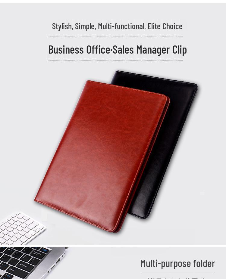 A4 Leather Business Folder with Calculator and Notepad Holder