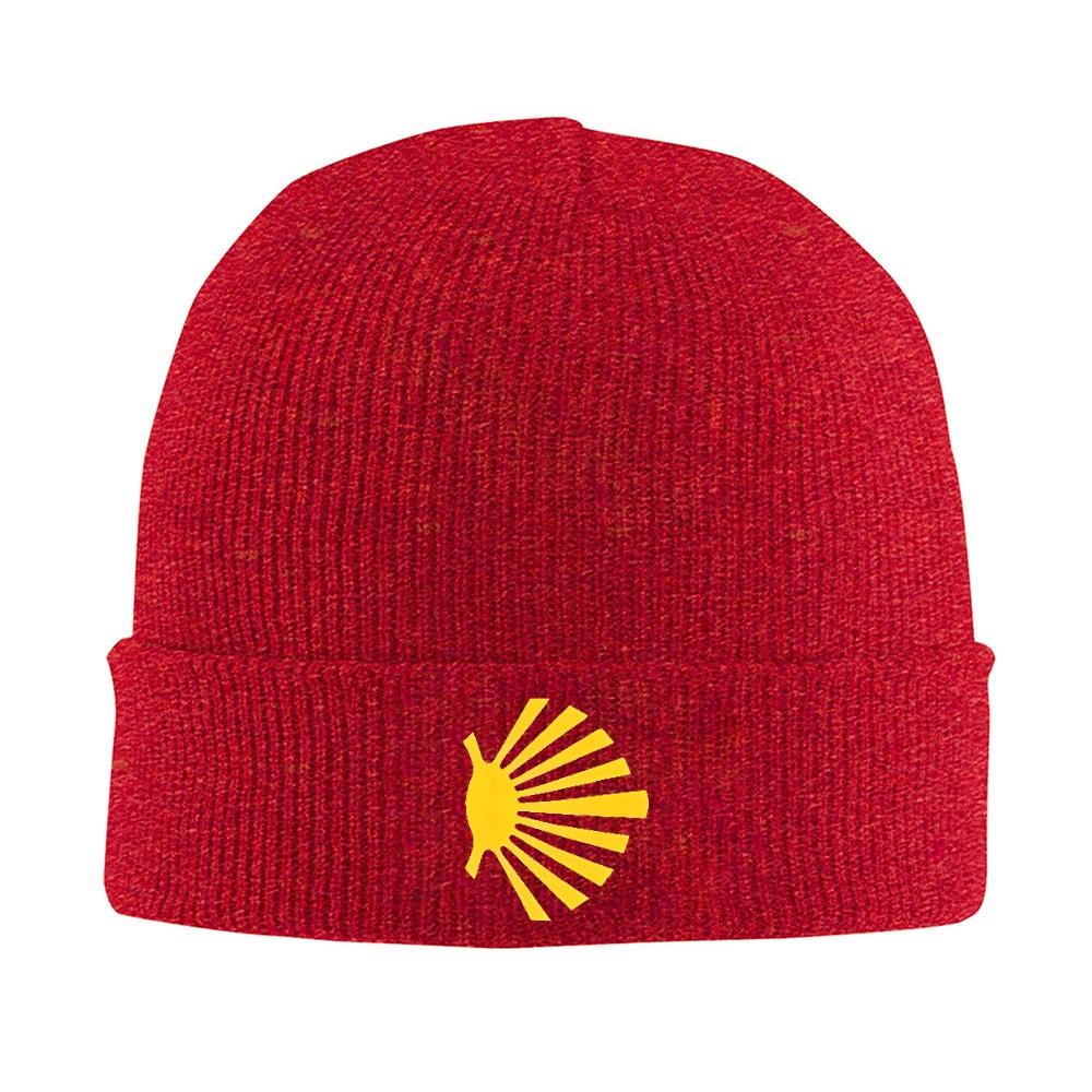 

1pc Camino De Santiago Symbol Large Yellow Scallop Shell Warm Knitted Cap Bonnet Hat Autumn Winter Outdoor Beanies Hats Unisex Adul