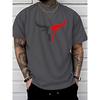 Summer Men's 100% Cotton Comfortable Casual Loose Fit Plus Size Bull Pattern Print Sports Round Neck Short Sleeved T-shirt Top