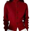2026 Stylish Red Long Sleeve Knit Turtleneck Cardigan for Women - Autumn/Winter Fashion.