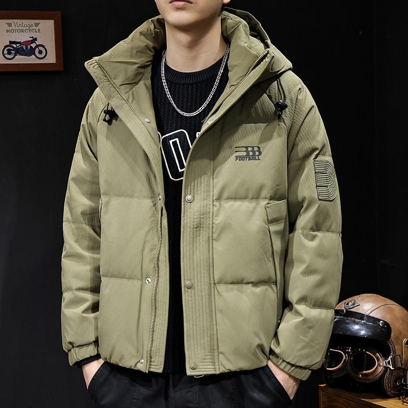 Men's 2025 Thick Warm Hooded Down Jacket - Windproof, Trendy Autumn/Winter Outerwear, Plus Size Available.