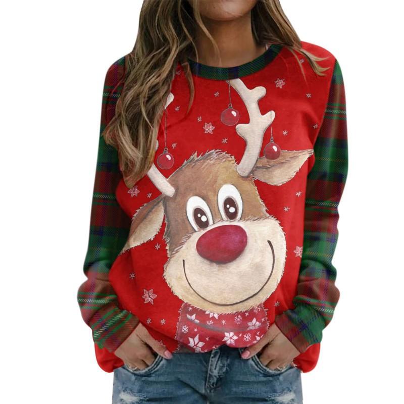 Grinch Green Christmas 3D Print Womens Long Sleeve Crew Neck T Shirt Streetwear
