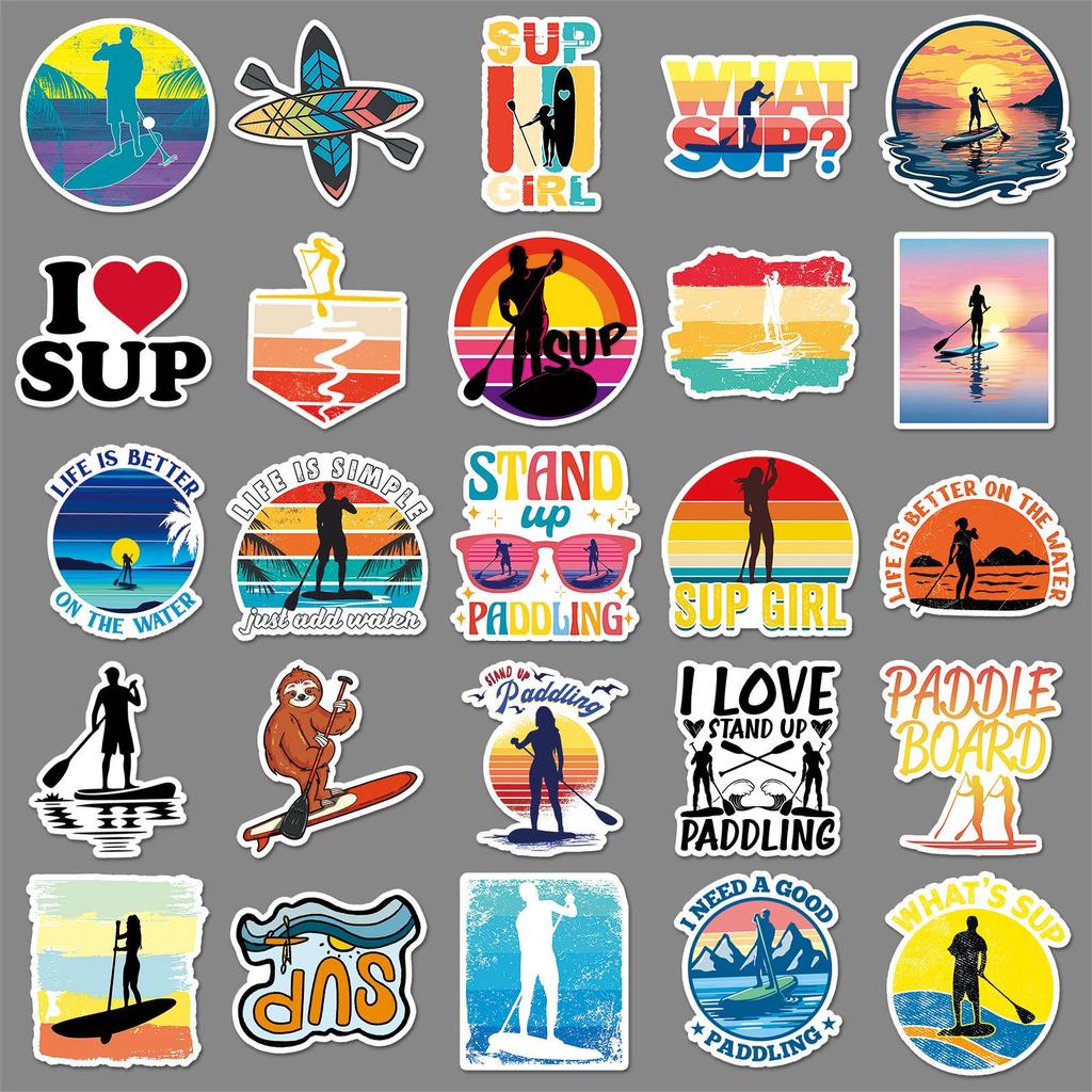 50 Stand-up Paddleboard SUP Waterproof Stickers for DIY Journals