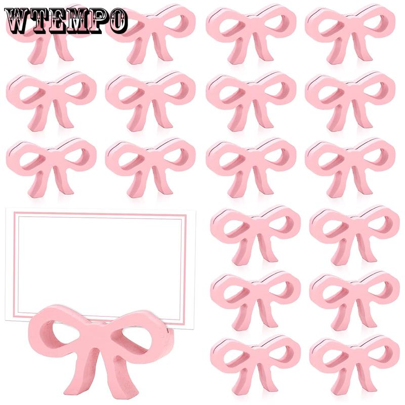 WTEMPO Wedding Valentine's Day Sweet Bow Shaped Design Place Card Holders Bowknot Table Seat Number Holders Cute Name Card Display Stands