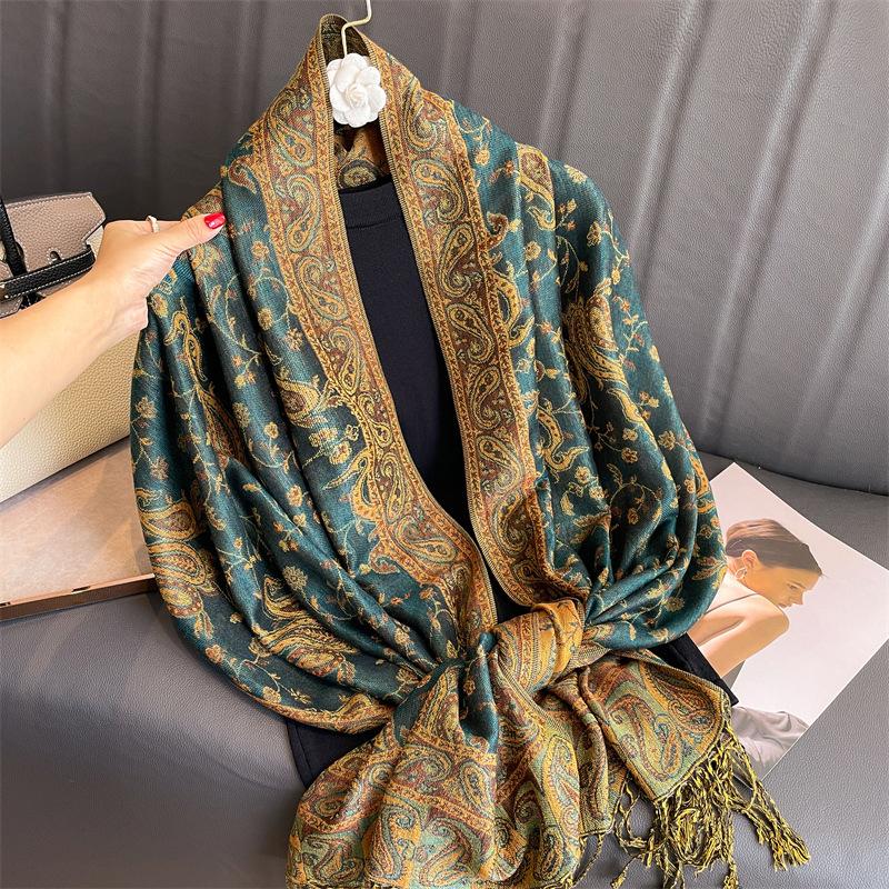 Paisley Pashmina Jacquard Scarf Luxury Women Cashew Printed Silky Shawl Wrap Flowers Borders Winter Warm Echarpe Female Foulard