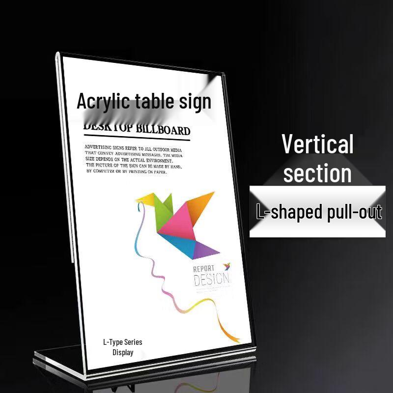 Acrylic L-Shape Slanted Sign & Card Holder