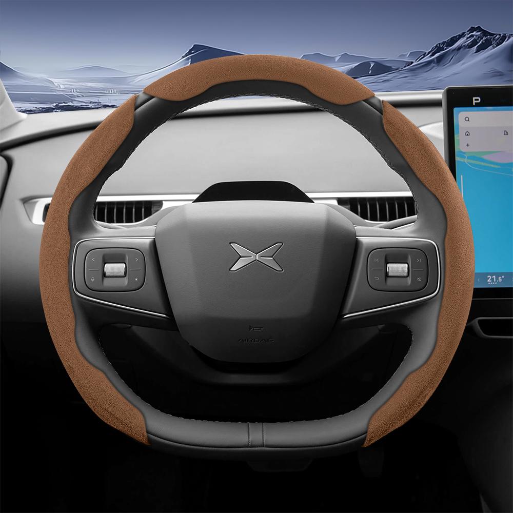 bpzsw1 Suitable for Xpeng Sports Suede Steering Wheel Cover, Split Snap-On Style, Non-Slip and Durable, for Models Such as G6, G9, P7, P7+, X9, G3,