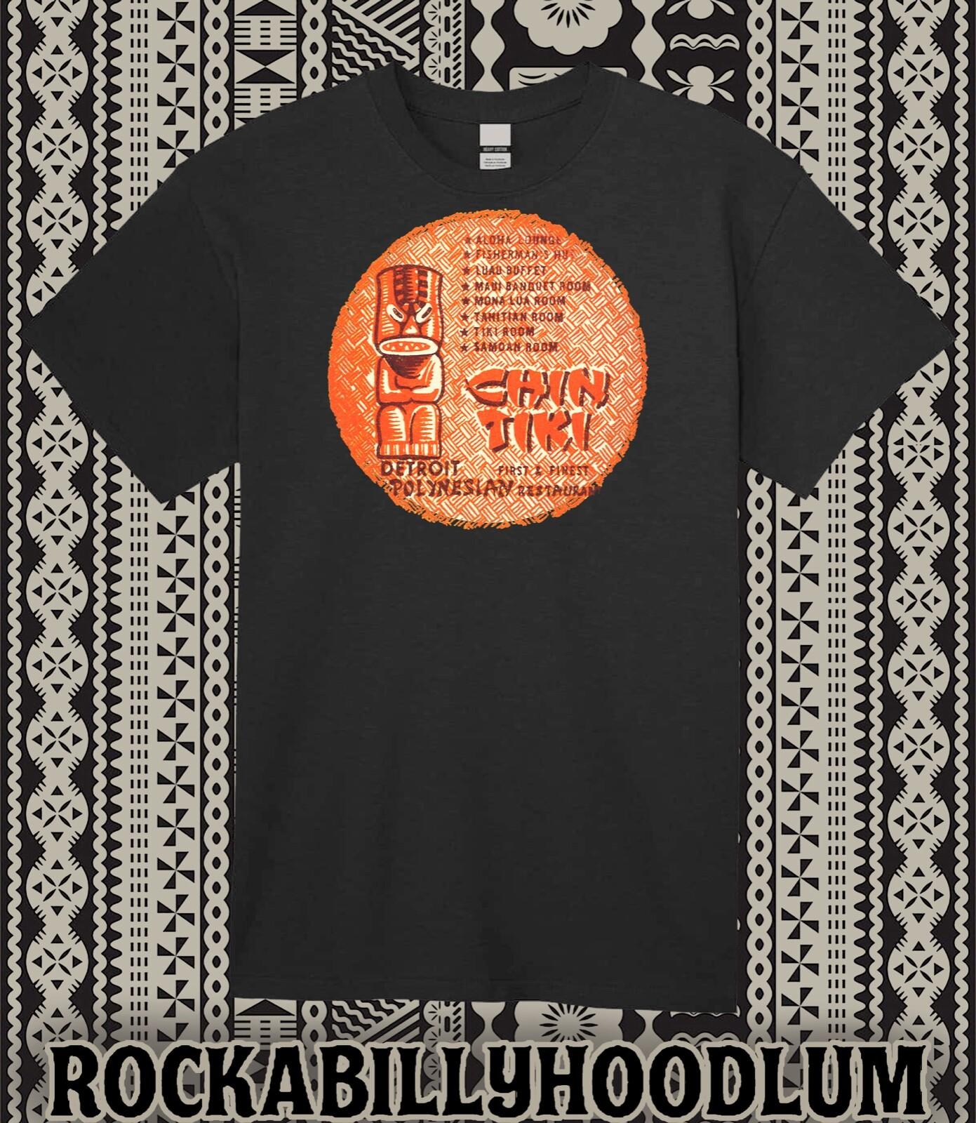 Retro Tiki Art Tee T Shirt Bar Mug Restaurant Chin Tiki Detroit MI Polynesian M