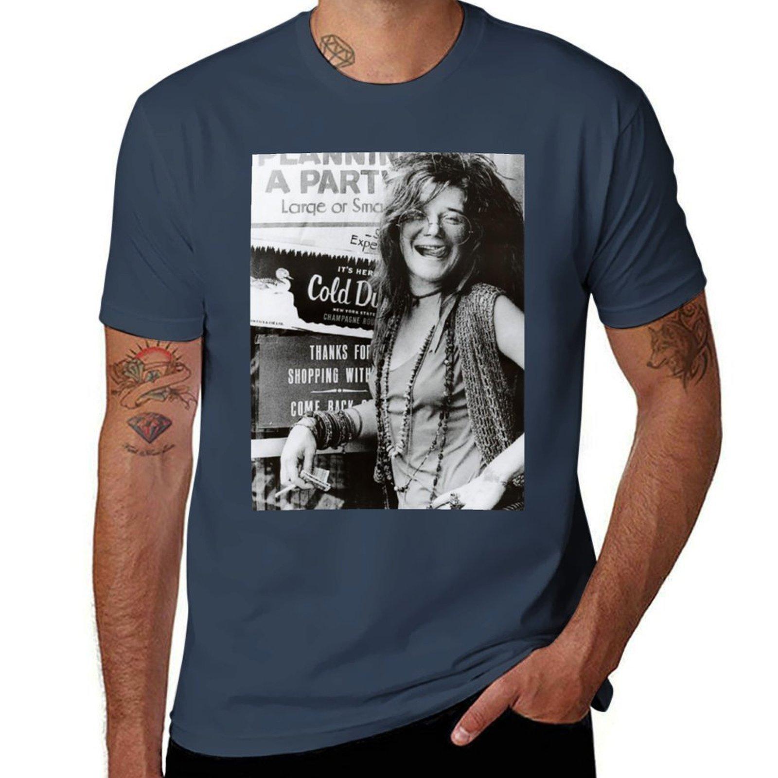 Janis Joplin Poster TShirt Basic Short Sleeve Cotton Blend TShirt S