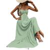 European Summer New Sexy Neck Sling Backless Pleated Chest Vacation Style Dress