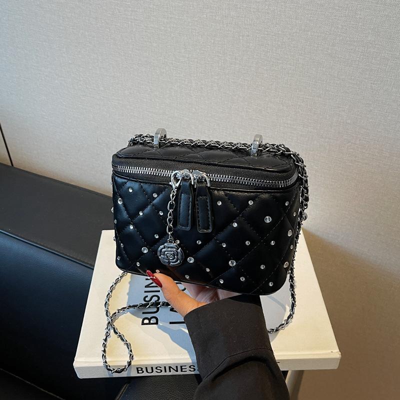 Rhombus chain versatile shoulder box bag women's 2025 summer new high-end messenger bag