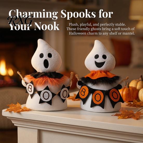 Halloween Tabletop Decorations for Indoor Faceless Ghost Ornament, Cute Cloth Fabric Ghosts Table Statue Dessert Shops Decoration, BOO Banner Stuffed