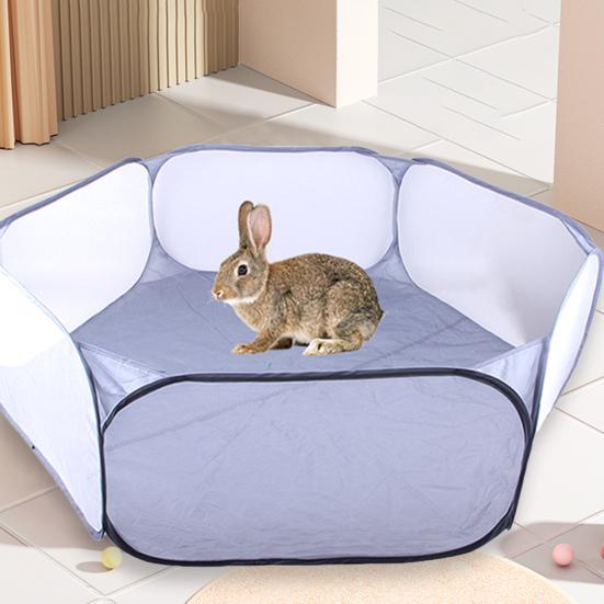 Small Pet Playpen Breathable Mesh Prevent Escape Collapsible Hexagonal Playpen Rabbits Guinea Pig Rabbit Kitten Cage Tent Toy Pet Supplies