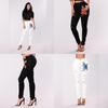 Jeans Skinny da Donna con Design Strappato e Vita Alta per Uso Casual e da Ufficio