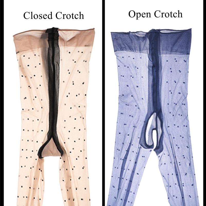 T Open Crotch Black Dot Sexy Stockings Elastic Waistless High Rise Oil Shiny Foot Shaped Erotic Tights Women Skinny Pantyhose