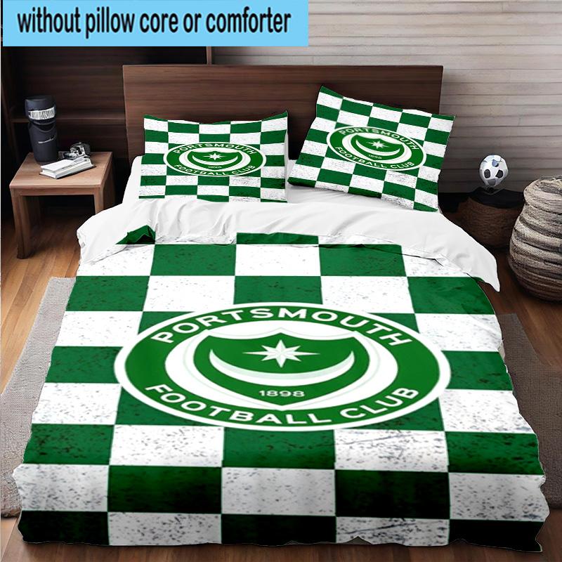 3pcs Portsmouth F.C Printed Bedding Set Duvet Cover Closure Includes 1 Duvet Cover & 2 Pillowcases Bedding Sets Home Decor Gifts