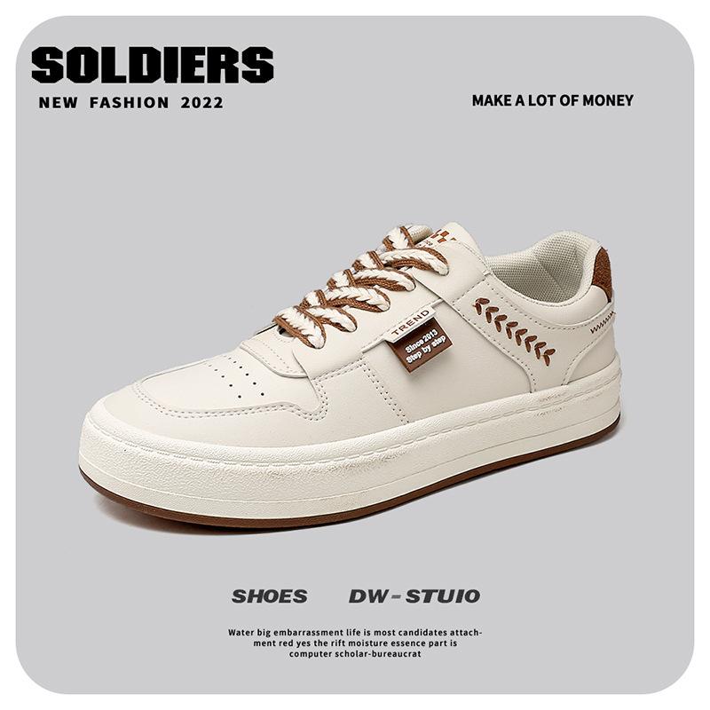 

белые туфли на толстой подошве в гонконгском стиле с большой круглой носочной частью, мужские, трендовые, осенние, корейская версия, повседневные, с пшеничным узором, студенческие кеды 1386 44