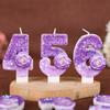 Purple Flower Number Birthday Candle Cake Decoration Party Handmade Number Candle 0-9