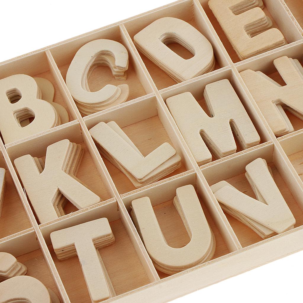 156 Pieces Craft Wood Letters Natural Wooden Alphabet with Storage Tray
