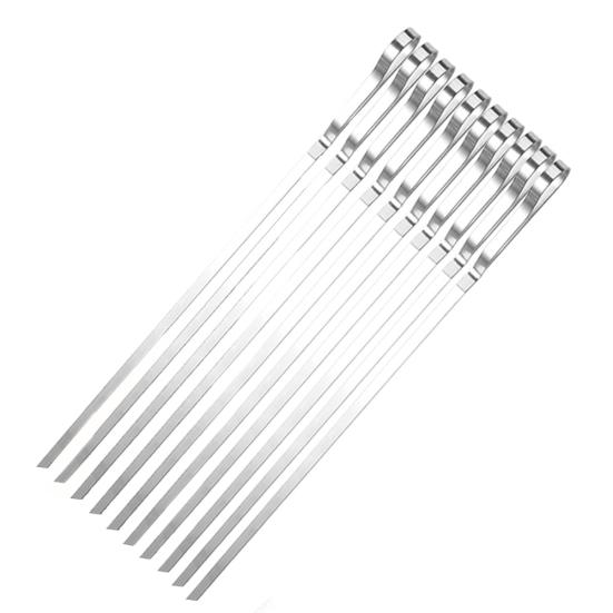 

10 шт. плоские палочки для барбекю из нержавеющей стали, пикник, мясо на гриле, шашлык, товары для распродажи